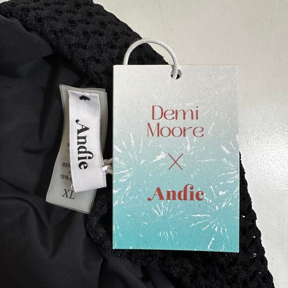 NWT Andie Swim X Demi Moore The Tropez One Piece Crochet Swimsuit Black Size XL - Picture 11 of 11